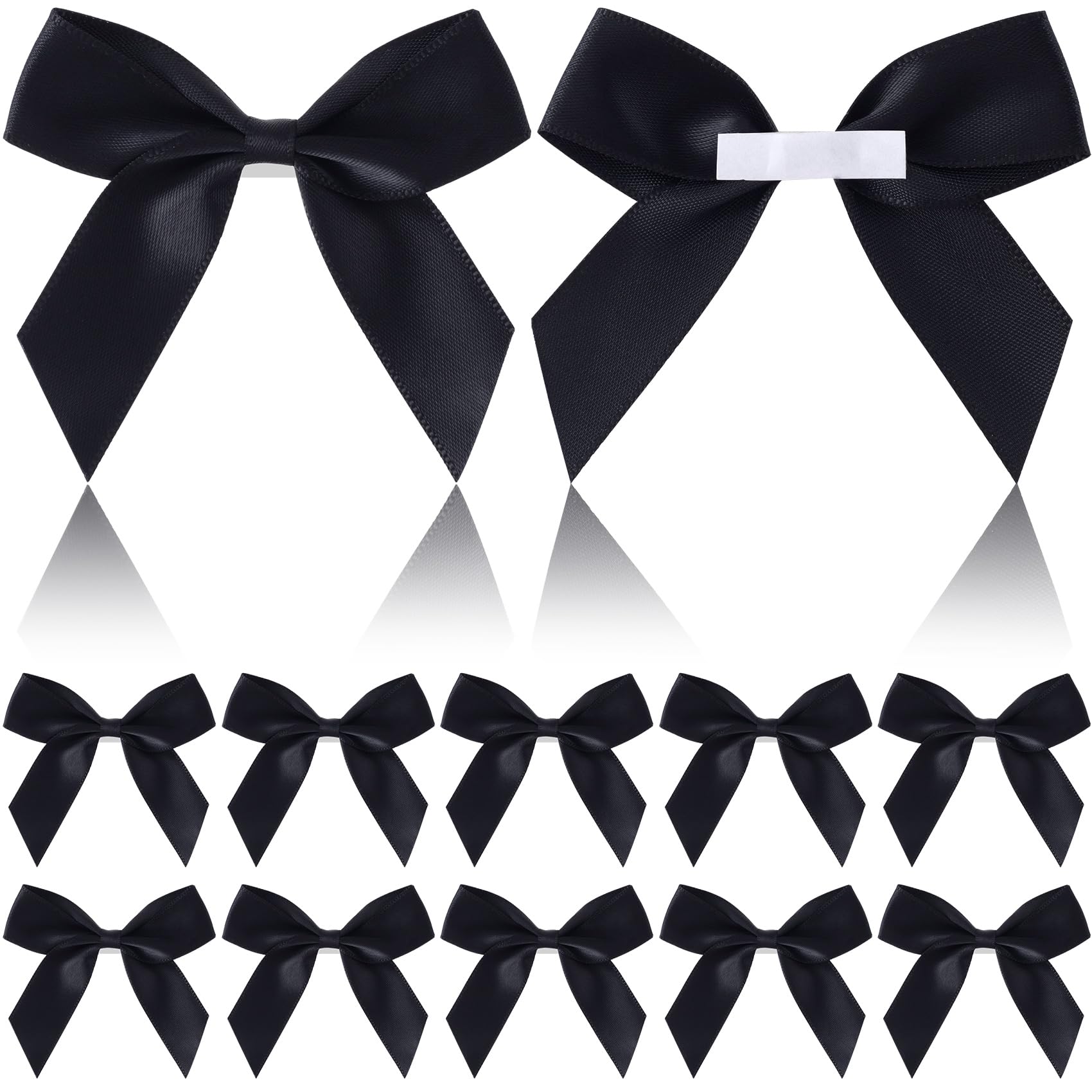 Pndeyo 15pcs 2.5" Self-Adhesive Gift Wrap Bows, Soft Non-Faded Satin Ribbon Bow, Premade Craft Bowknot for Christams Wedding Birthday Party Bridal