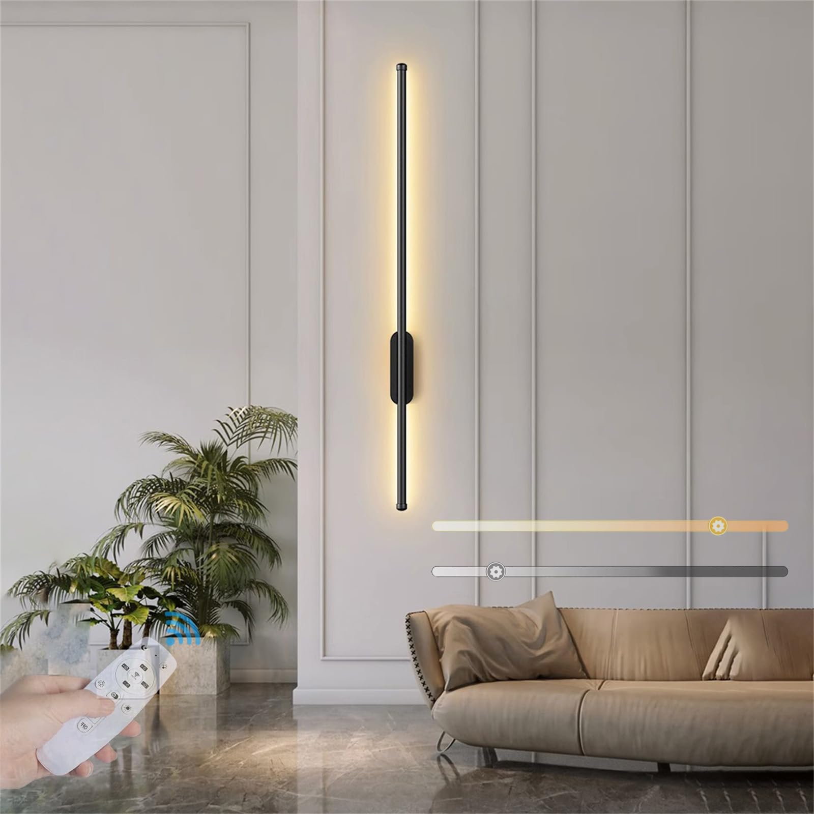 Apliques de pared LED regulables largo de 100cm modernos con control remoto interior 8