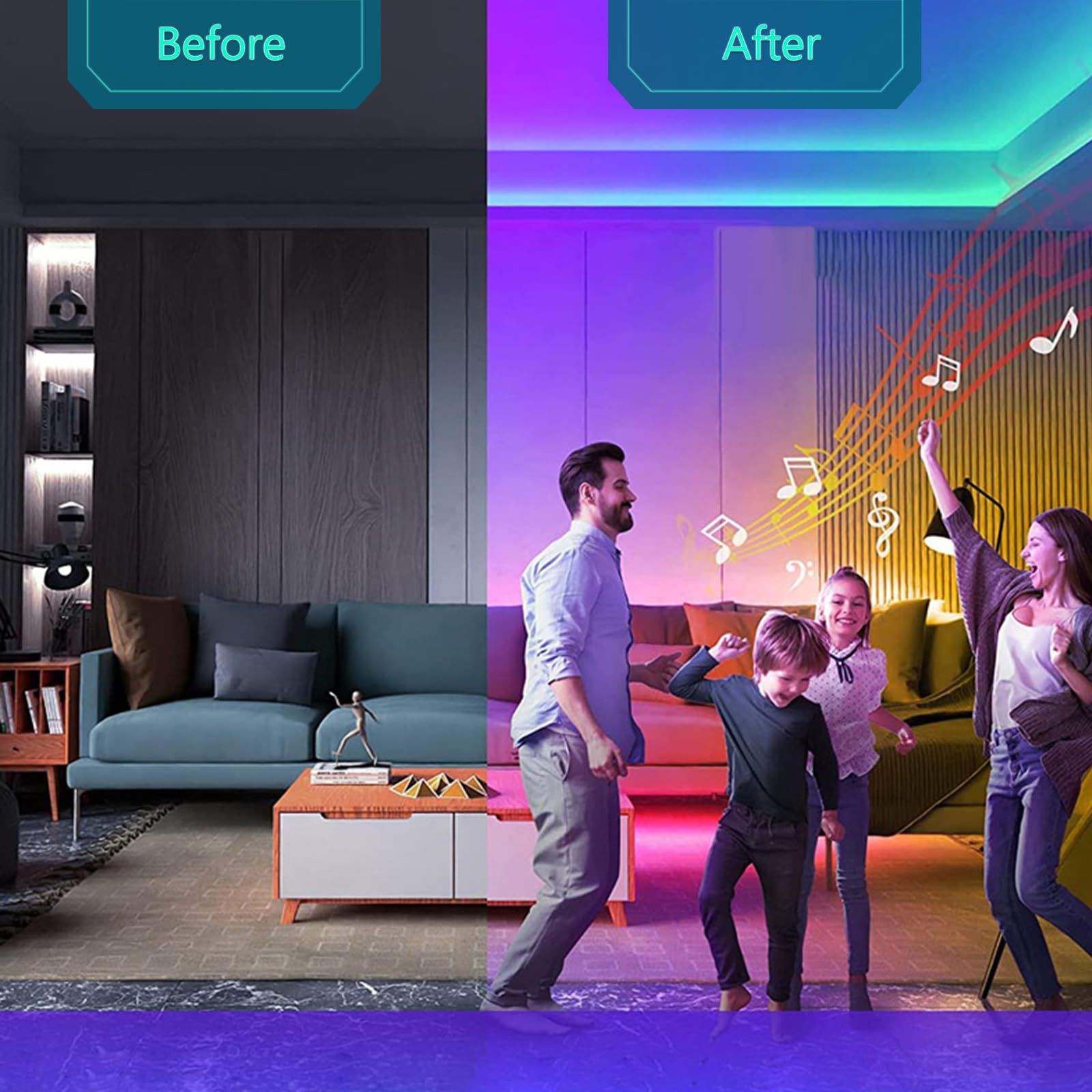 Melofo 5M LED TV Backlights RGBIC LED Strip Light USB Powered for TV/Monitor Behind Lighting with Music Sync Bluetooth Remote APP Control Led Strip Lights for Room Festival Xmas 99+ Scene Modes Decor - Image 3