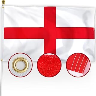 XIFAN Premium Nylon England English Flag 3x5 Outdoor, Double Sided Heavy Duty 210D Nylon St. George's Flag English National Country Flags, with Sewn Stripes/4 Stitch Hemming/Brass Grommets