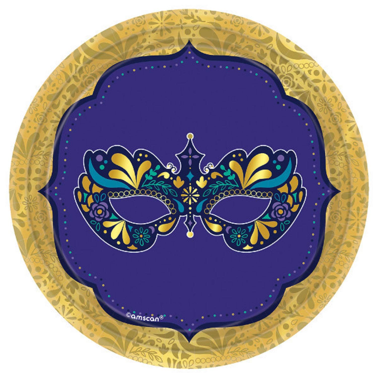 Plaques métalliques rondes mascarade dorées aux finitions d'art pour intérieur chic