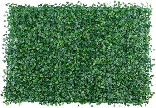 MIUPOO Pared de plantas verdes artificiales de plástico, pantalla de césped artificial para exteriores, 10 piezas de césped artificial, 16 x 24