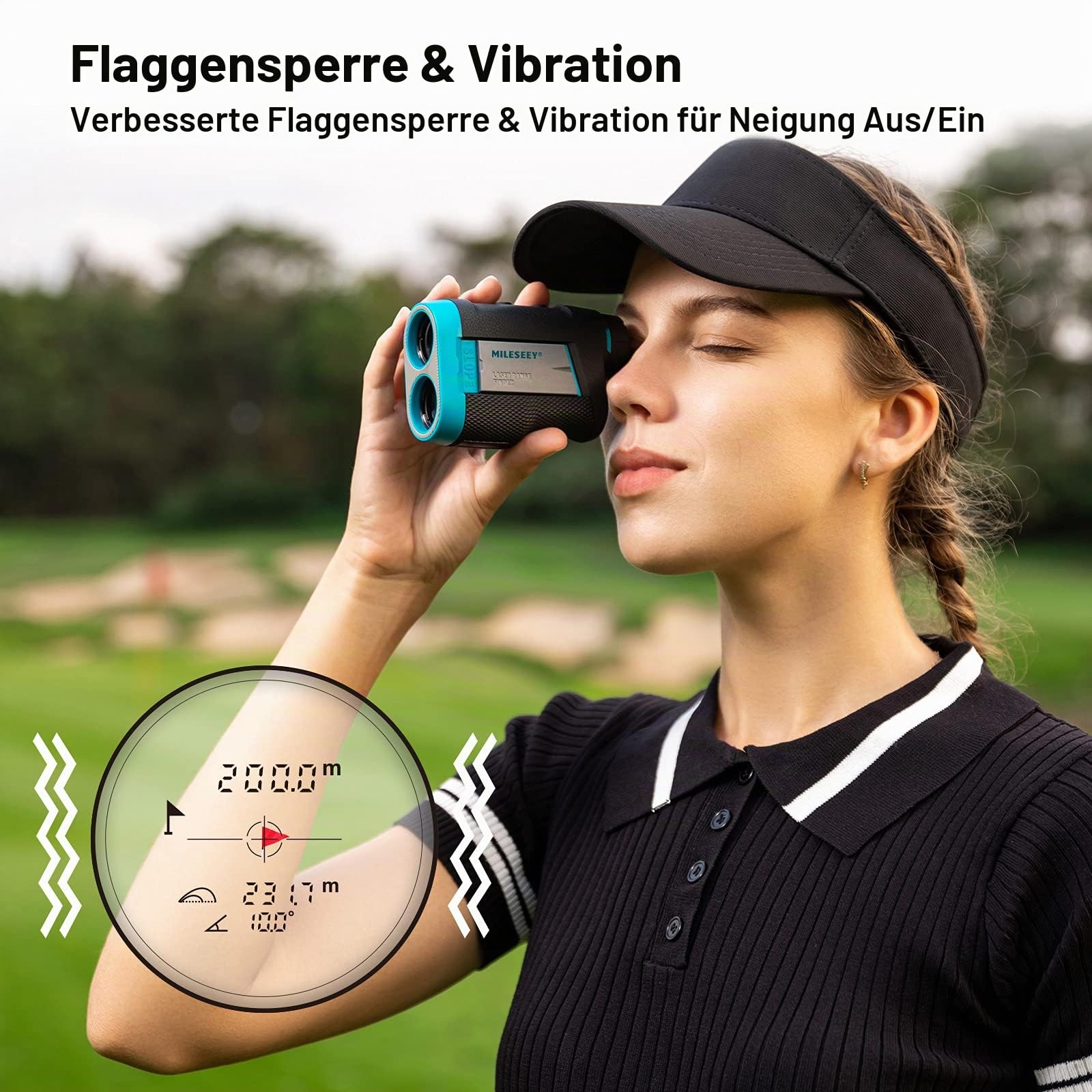 MiLESEEY Laser Entfernungsmesser Jagd Bogenschießen 1000yards/915M，Rotes oder Schwarzes Display, 90% Lichtdurchlässigkeit, Geschwindigkeit Messung, Regen- und Nebelmodus mit 6X Vergrößerung
