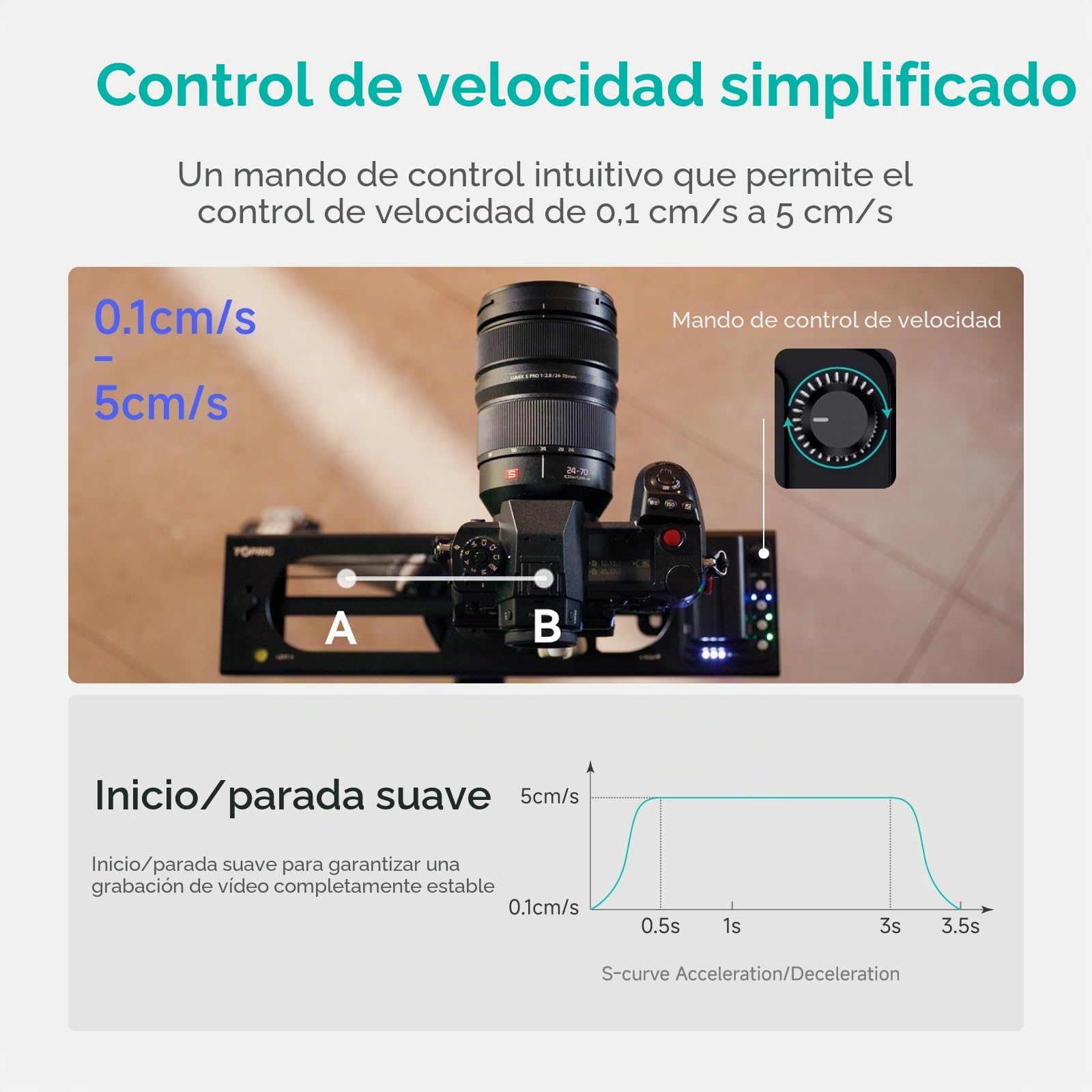 Accsoon Toprig S60 23,6"/60cm Deslizador de Video para cámara de Aleación de Aluminio, Motorizado por botón o App Bluetooth Control, panorámico de 120°, Fotografía de Lapso de Tiempo, Carga hasta 4kg