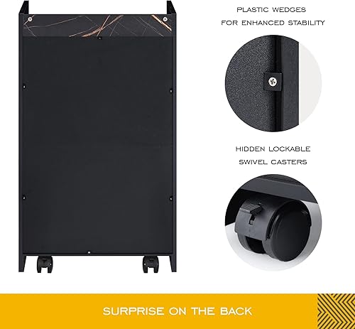 Miniatura 5 de HOMOOI Soporte de impresora móvil con gabinete de llenado, carrito de impresora de madera rodante con cajón para carpetas A4cartaarchivos legales