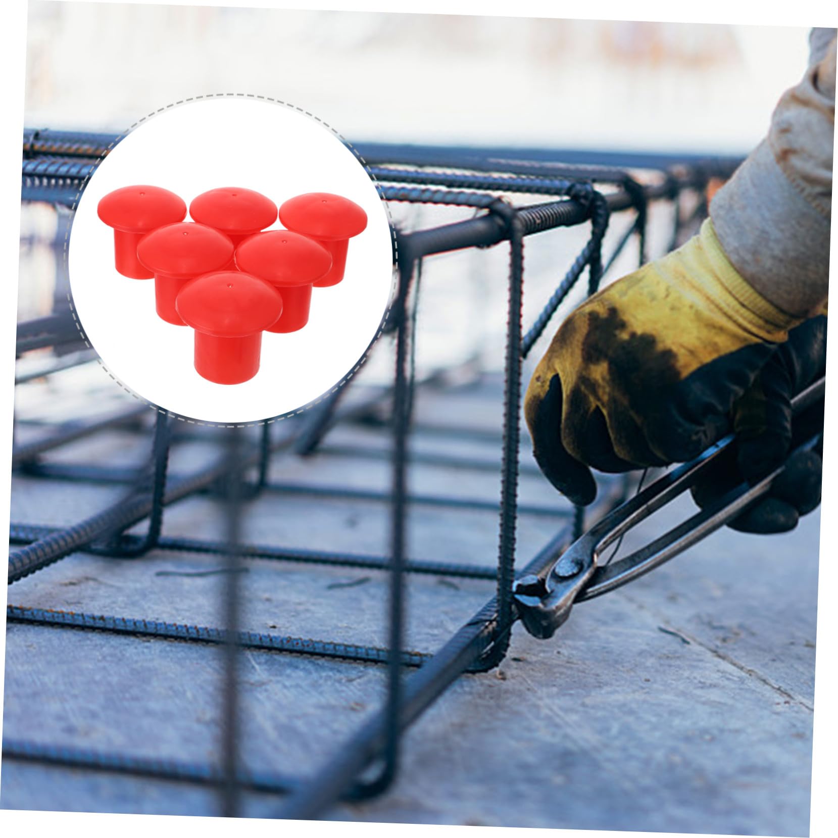 LIFKOME Tapas de Seguridad para Construcción Segura y Visible Paquete de 30 Piezas Cubierta Protectora en Forma de Hongo para Varillas de Refuerzo de Plástico Rojo