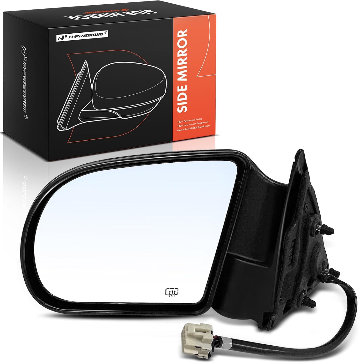 A-Premium Driver Side Power Door Mirror - Compatible with Chevrolet Blazer 1999-2005, S10 1999-2004 & GMC Jimmy 1999-2005, Sonoma 1999-2004 & Oldsmobile Bravada 1999-2004 - Heated Manual Folding