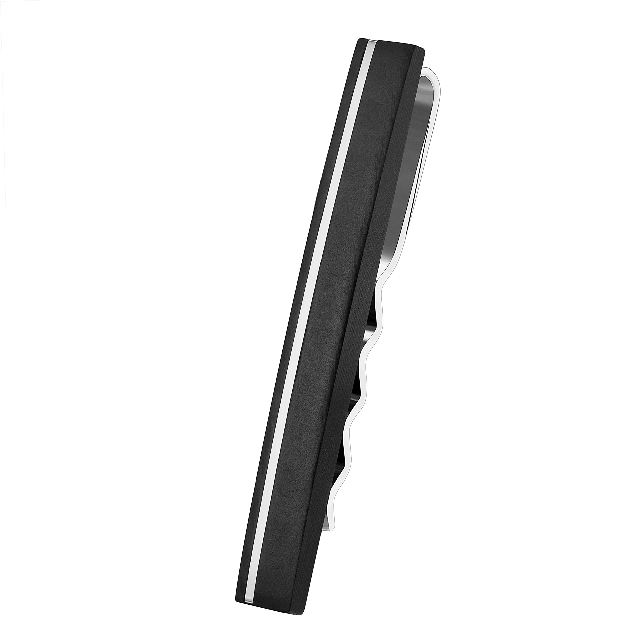 Drops Karisma Hochwertige Herren Edelstahl 316L Krawattennadel mit Carbon-Composite/Krawattenklammer/Tie Clip Farbwahl KTC207 / Silber
