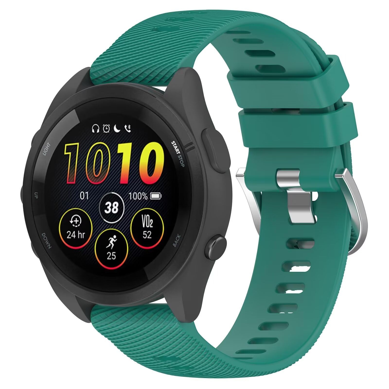 FTRONGRT 20mm Soft Silicone Watch Strap for Garmin Forerunner 55, Adjust at Will