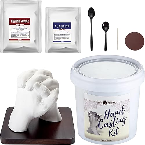 Miniatura 1 de Kit de fundición a mano para parejas, kit de moldeo de estatua de yeso de bricolaje, base de caoba de madera, kit de molde de mano, aniversario para