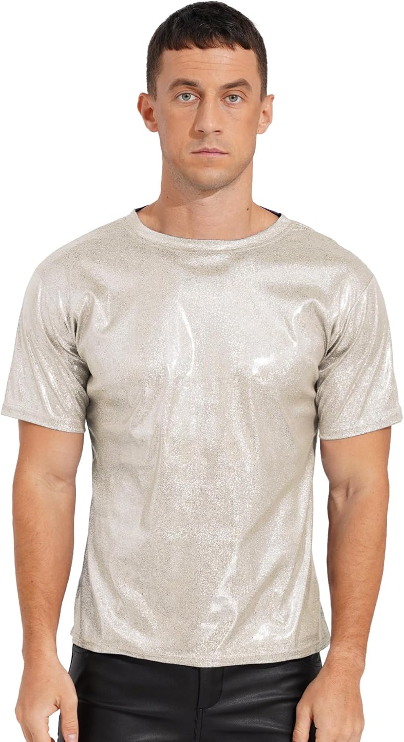 CHICTRY Men Shiny Metallic Short Sleeve T-Shirt Nigeria Ubuy
