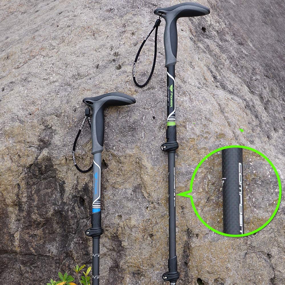GSP Bastoncini telescopici da Passeggio Bastoncini telescopici con Impugnatura a T in Fibra di Carbonio Bastoncini telescopici da Trekking per Bastoncini da Nordic Walking