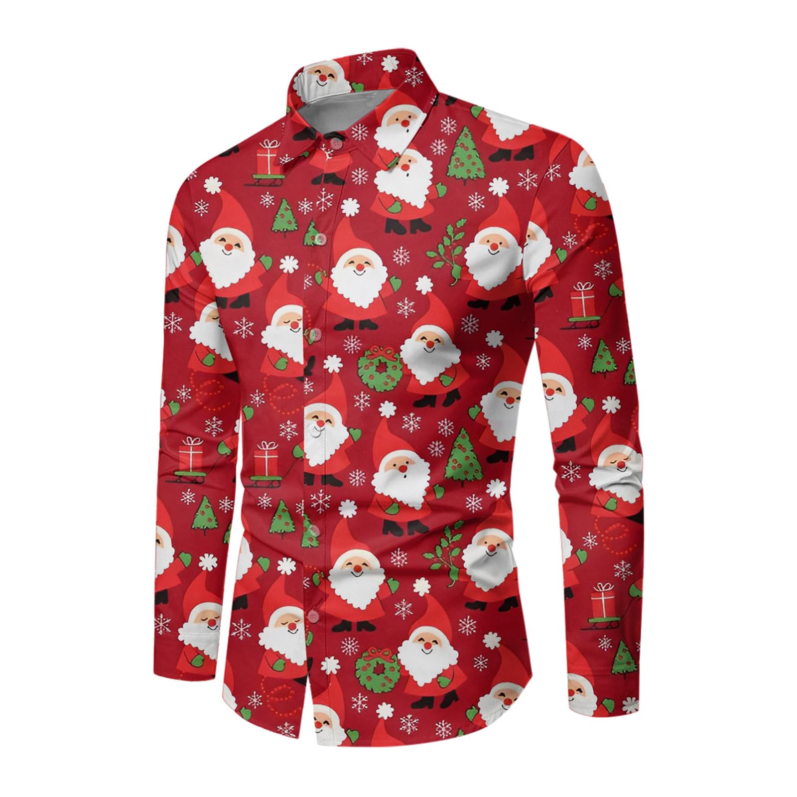 YYDSTYLEMen Christmas Shirt Xmas 3D Printed Button Down Long Sleeve Tops Fall Winter Festival Holiday Santa Claus Vacation Dress Shirts