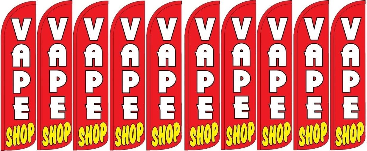 OnPoint Wares Vape Shop King Flag Sign With Complete Hybrid Pole set - Pack of 2 | 3 ft x 11.5 ft Heavy Duty Vape Shop Flags Advertising Marketing Sign | Weatherproof Polyester Flags for Business Advertising (Complete Hybrid Set)