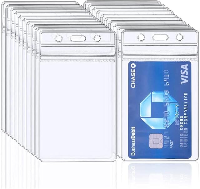 10 PCS ID Badge Covers, Waterproof ID Badge Holder Vinyl Badge Holder Clear Plastic Vertical Name Tag Badge Id Card Holders Badge Covers Key Card Holder Sleeve
