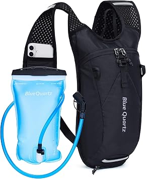 Blue Quartz Hydration Backpack with 2L Water Bladder, Hiking Water Pack with Insulated Compartment for Women Men, Lightweight Running Hydration Vest with Phone Pocket for Cycling, Biking