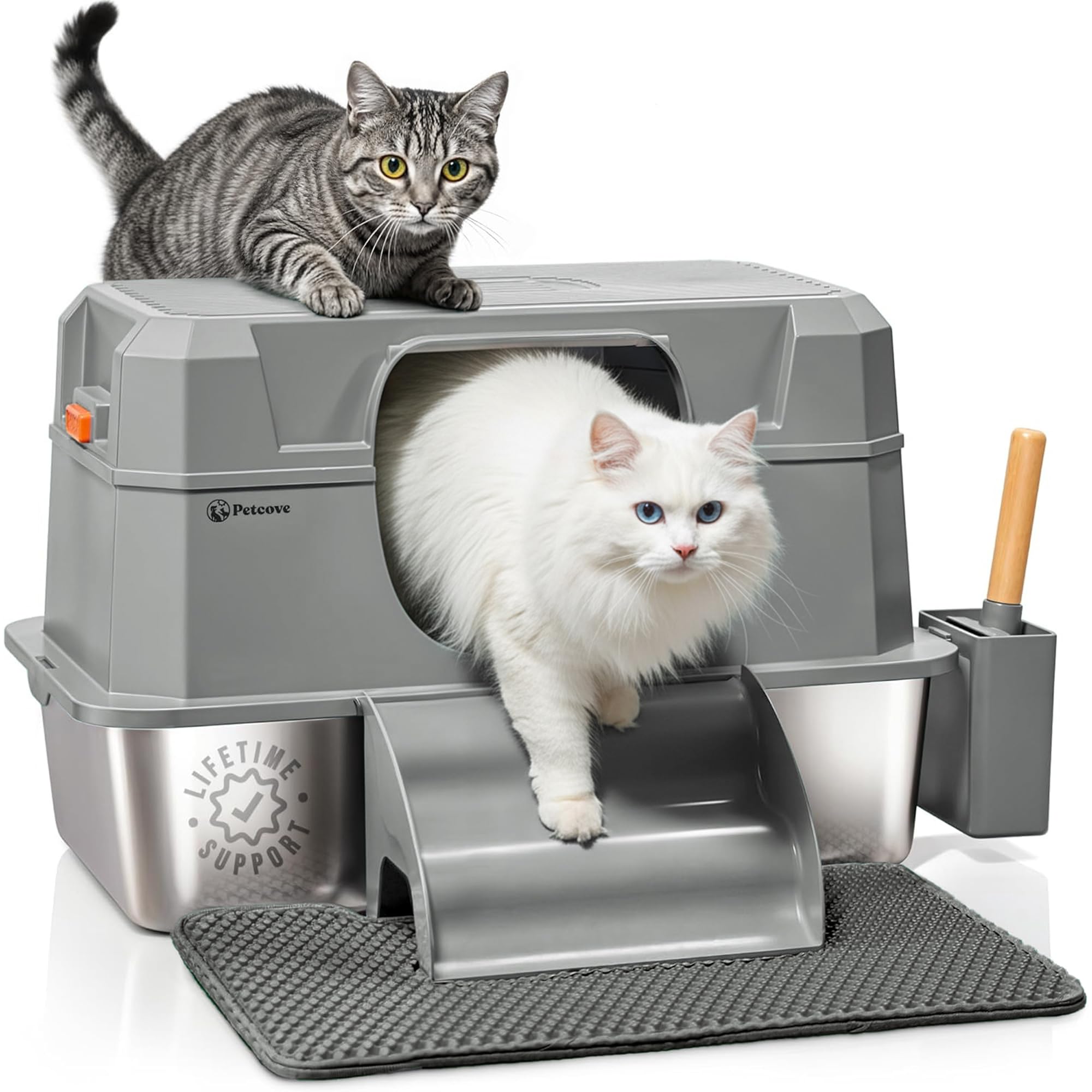 Photo 1 of PetCove IronPaws Stainless Steel Enclosed Litter Box, XL Kit, 3 in 1 Design
