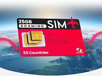 Vodafone Global Data SIM - 25GB Europe & USA Roaming + Unlimited UK Data - Preloaded for 1 Month - 1 Working Day Activation - For Phones & WiFi Routers