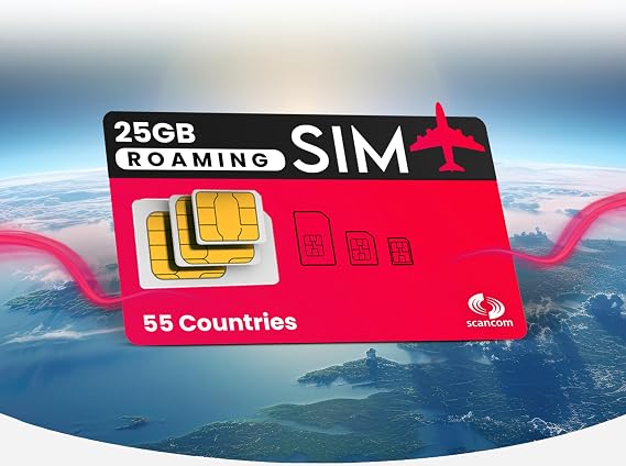 Vodafone Global Data SIM - 25GB Europe & USA Roaming + Unlimited UK Data - Preloaded for 1 Month - 1 Working Day Activation - For Phones & WiFi Routers