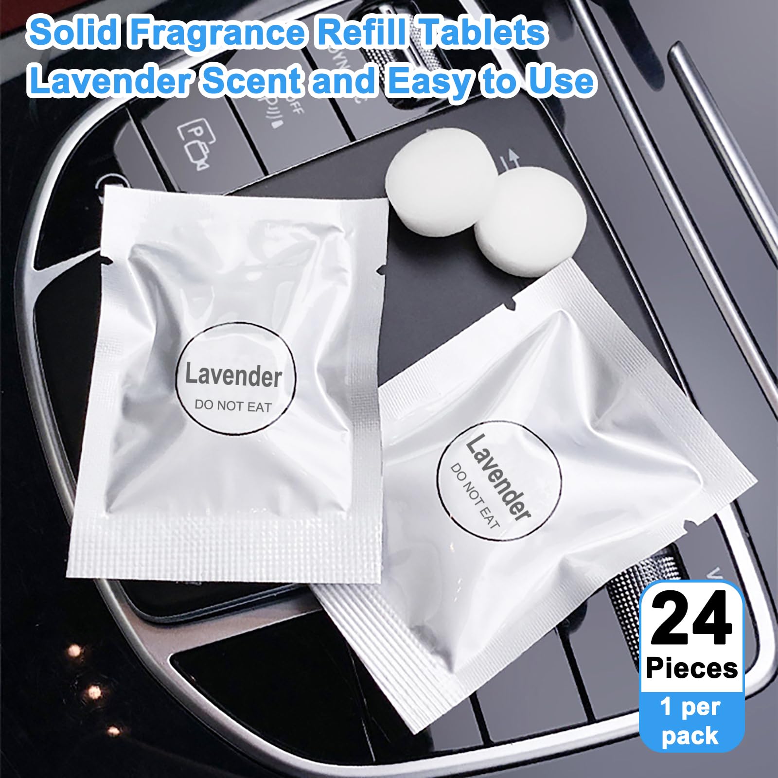 24 Pack Cinnamon & Jasmine Car Air Freshener Refills, Car Air Vent Clip Freshener Replacement Pads, Solid Fragrance Scent Refill Tablets: Lavender