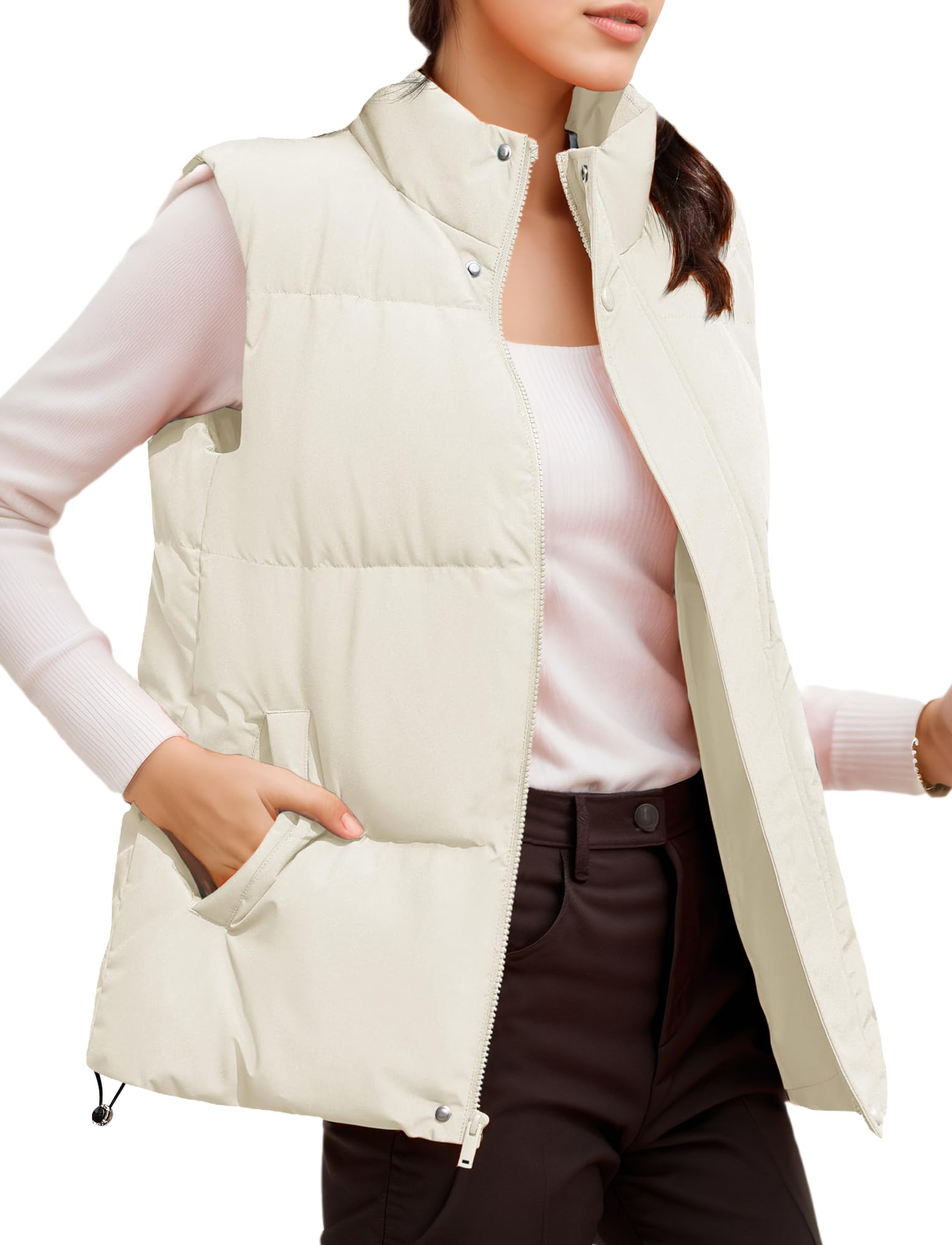 FEOYA Donna Gilet Corto a Sbuffo Gilet Trapuntato Gilet Senza Maniche Giacca Invernale Gilet Invernale Caldo con Tasche