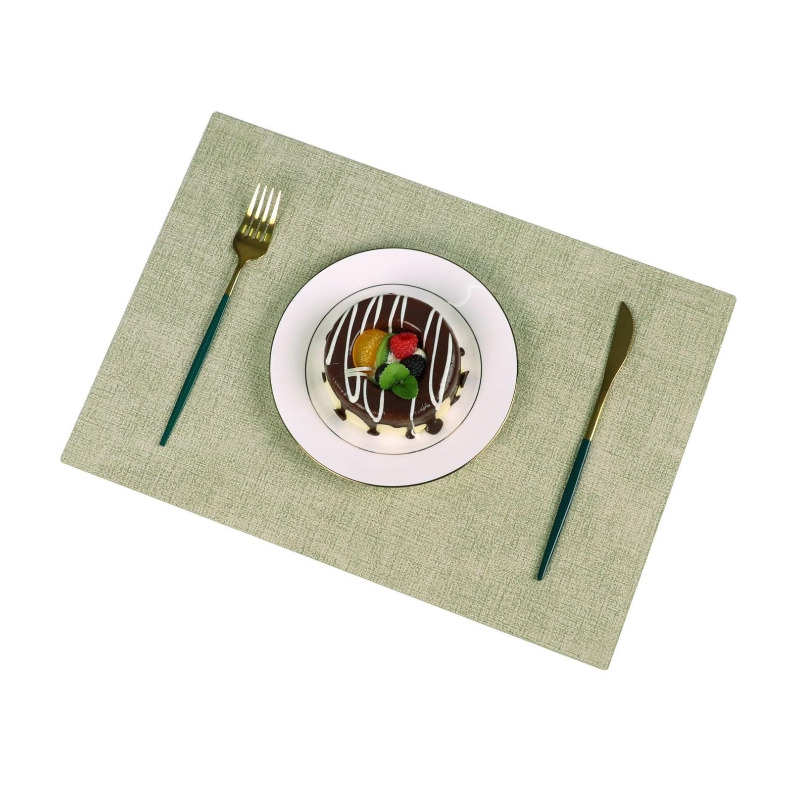 Set de table 12 personnes rectangulaire Beydodo en cuir PU vert 30x45 cm
