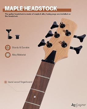Leo Jaymz DIY Electric Bass Guitar Kit Mahogany Body Maple Neck (IB 5 Strings)
