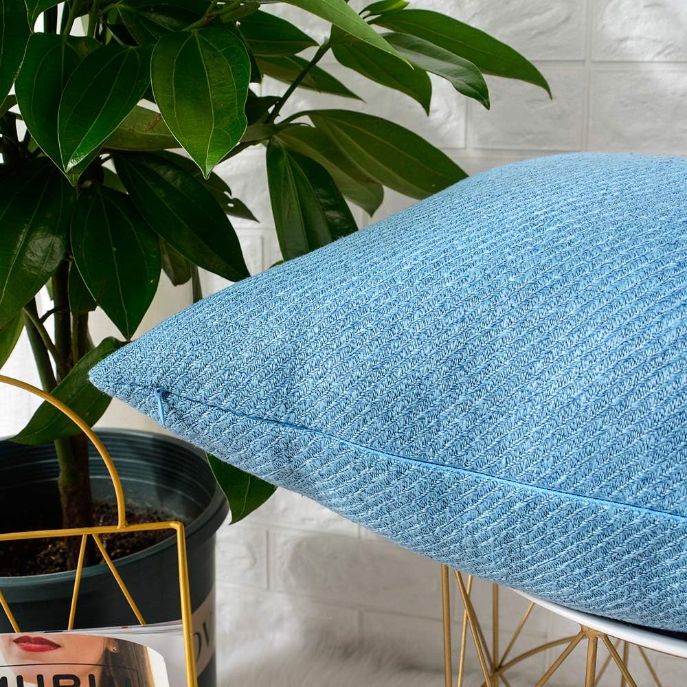 MERNETTE Pack of 2, Decorative Square Throw Pillow Cover Cushion Covers Pillowcase, Home Decor Decorations for Sofa Couch Bed Chair 18x18 Inch/45x45 cm (Blue)