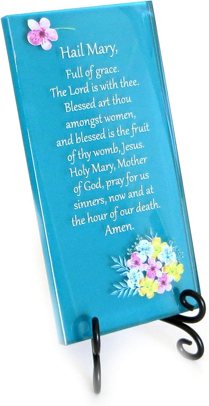 Lifeforce Glass The Hail Mary Prayer Inspirational Glass Plaque. A Beautiful Prayer to The Blessed Mother - Image 4