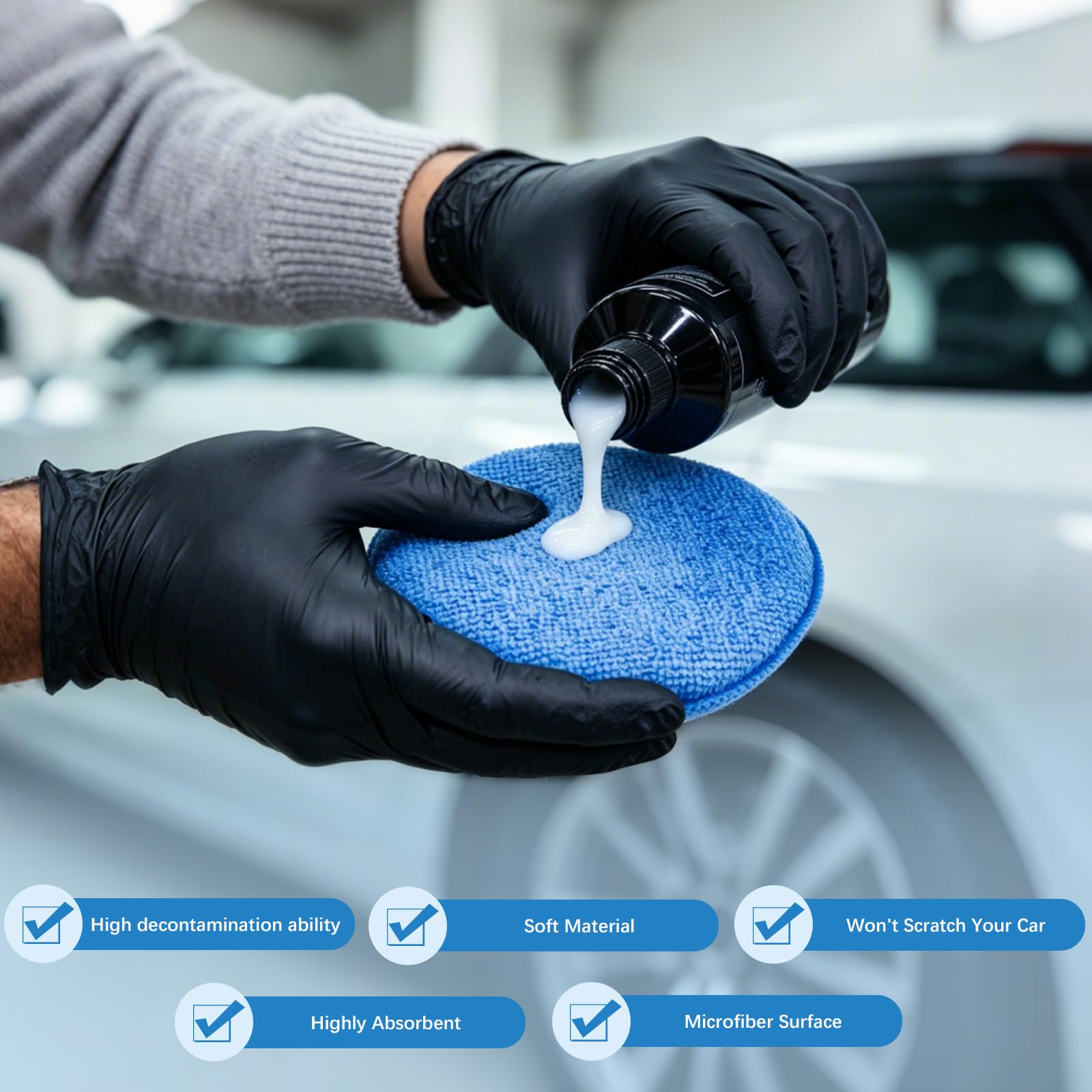 18 Pack Car Wax Applicator Pads - Microfiber Buffing -4
