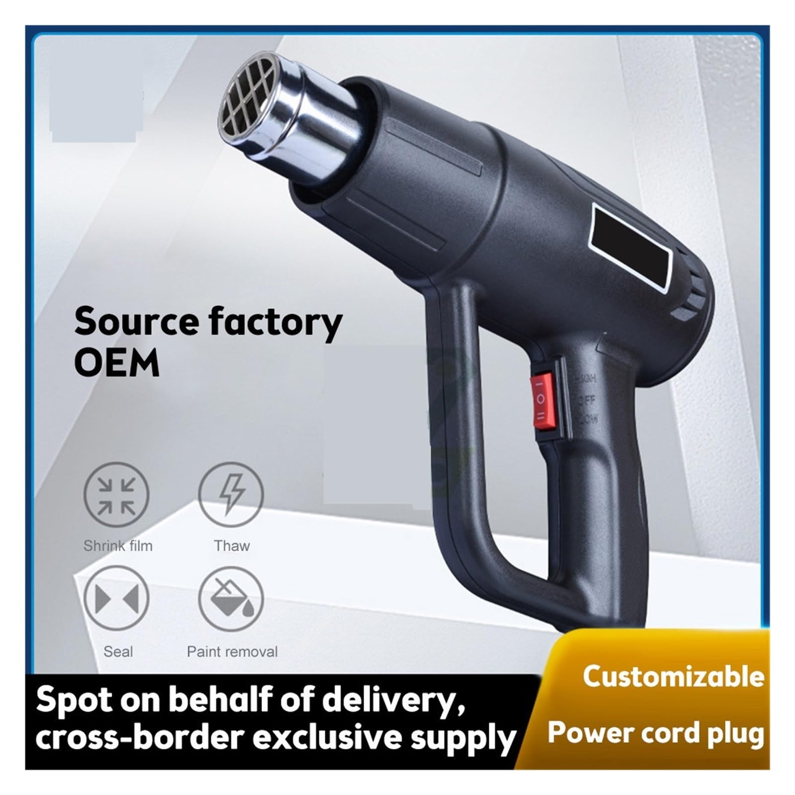 Pistola de aire caliente eléctrica de 2000 W, herramienta eléctrica, secador de pelo de temperatura variable, calentador, bricolaje, calentamiento rápido