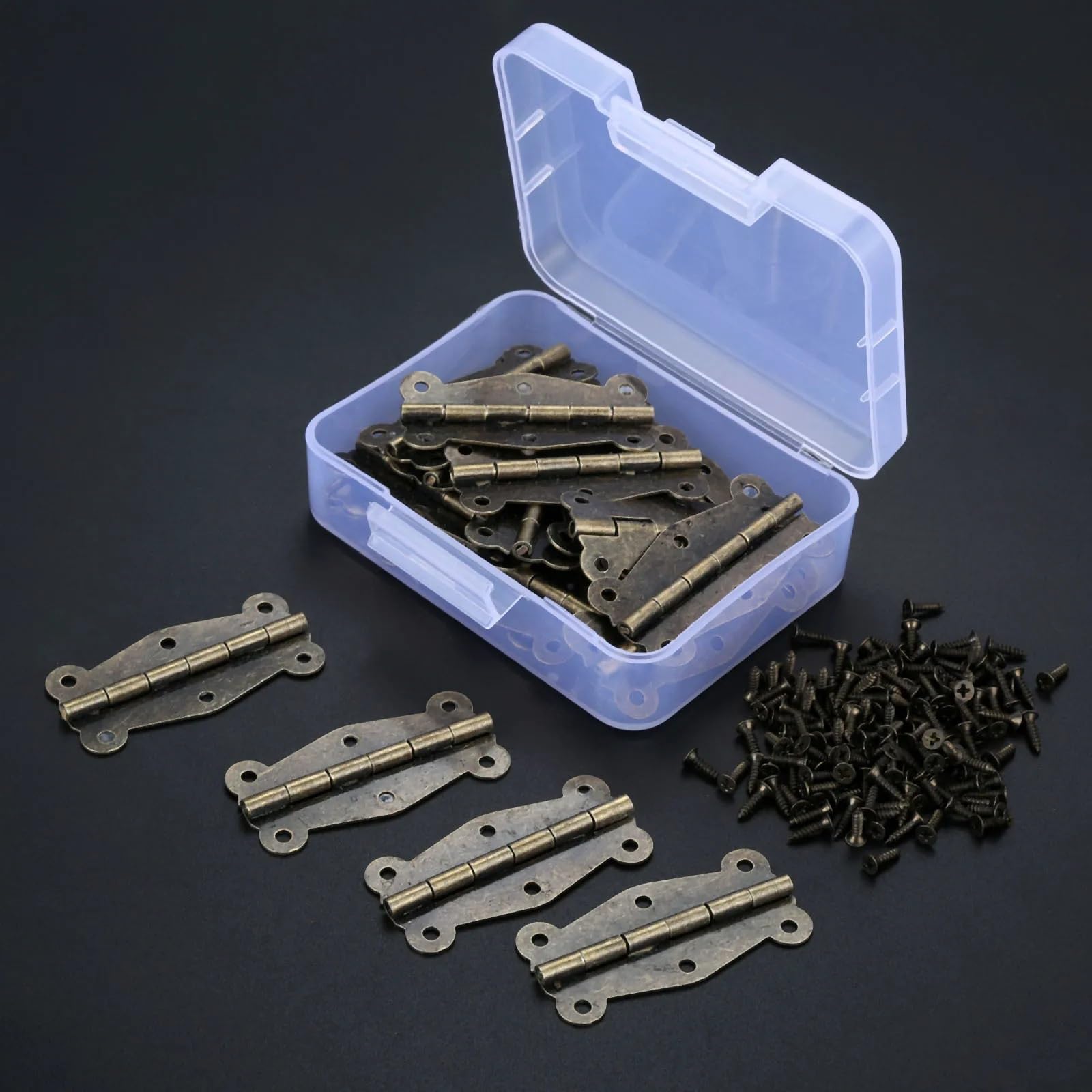 Charnières de meuble 50 mm et vis de fixation pour porte d'armoire et boîte en bois