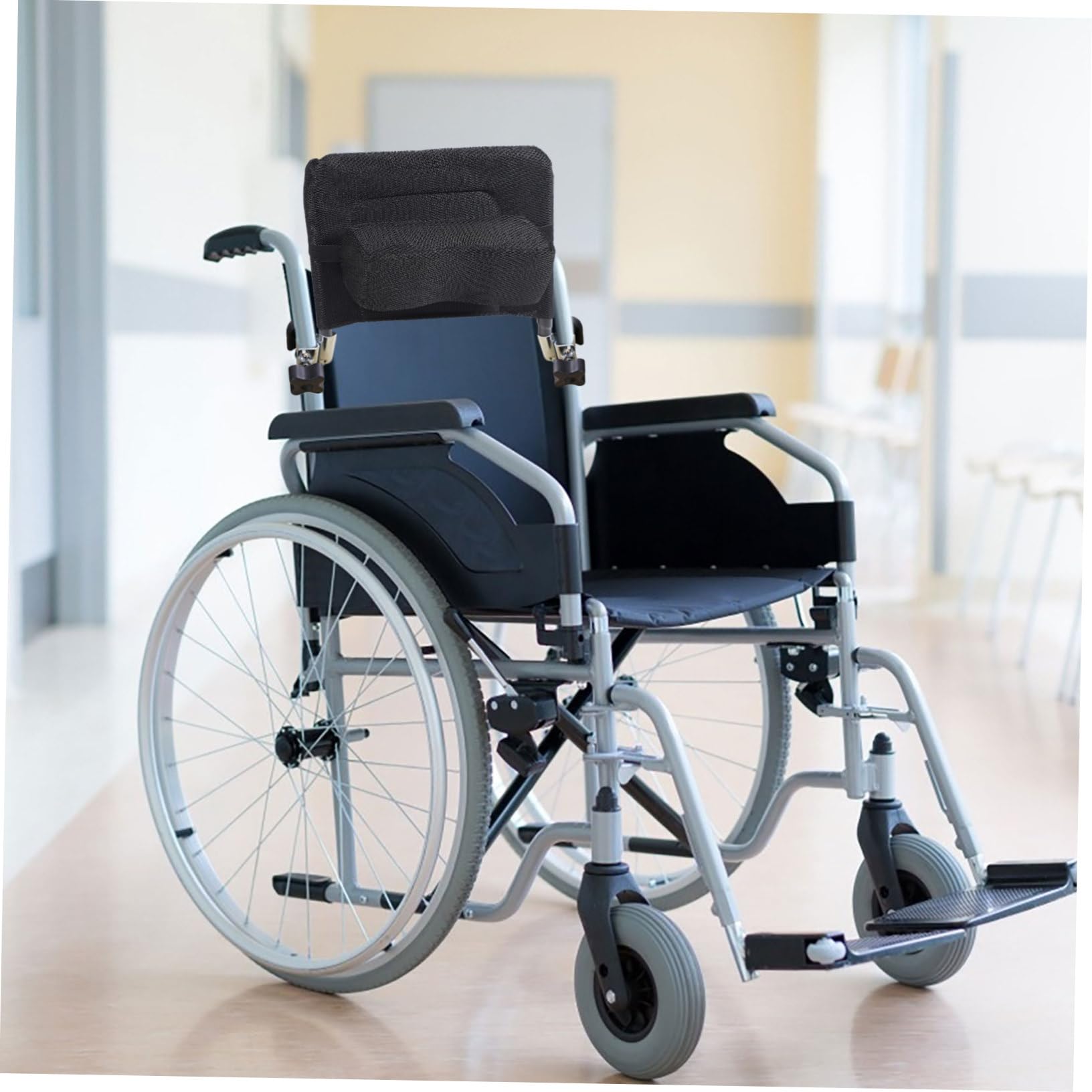 Accesorios Silla de Ruedas Respaldo Elevable y Desmontable, Extensor de Respaldo, Acero al Carbono y Malla Negra para Silla de Ruedas | Acero al Carbono, Acabado Acolchado y Suave, Accesorio para Reposacabezas y Cuello