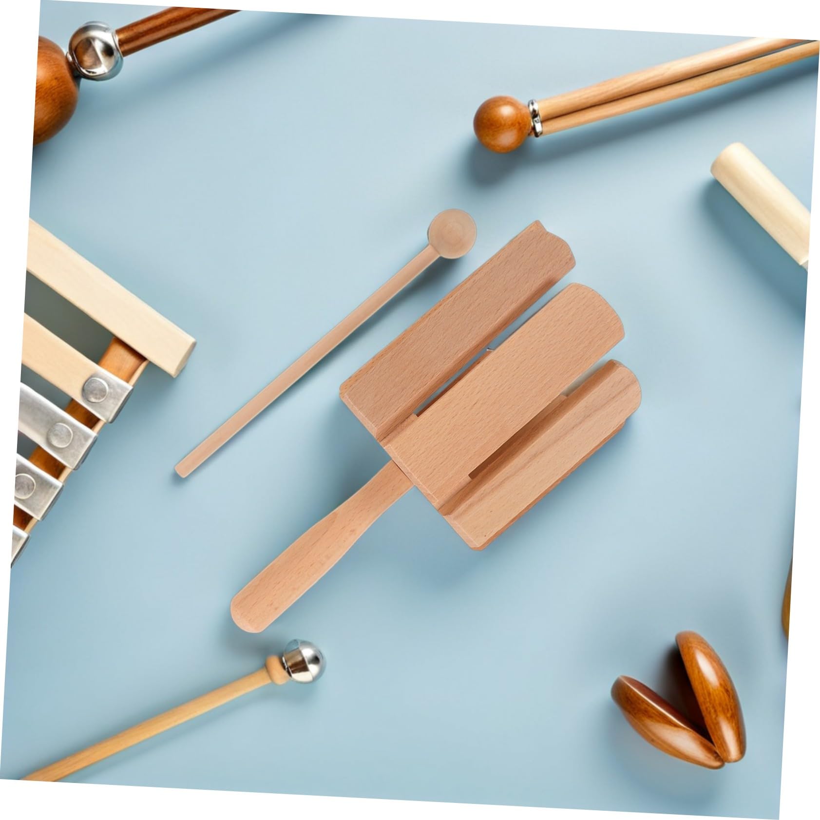 minkissy 2 Piezas Instrumentos de Percusión de Madera para Tonos Juguetes Musicales Orff para Educación Temprana con Instrumento Educativo Seguro y Duradero para Bebés y Preescolares