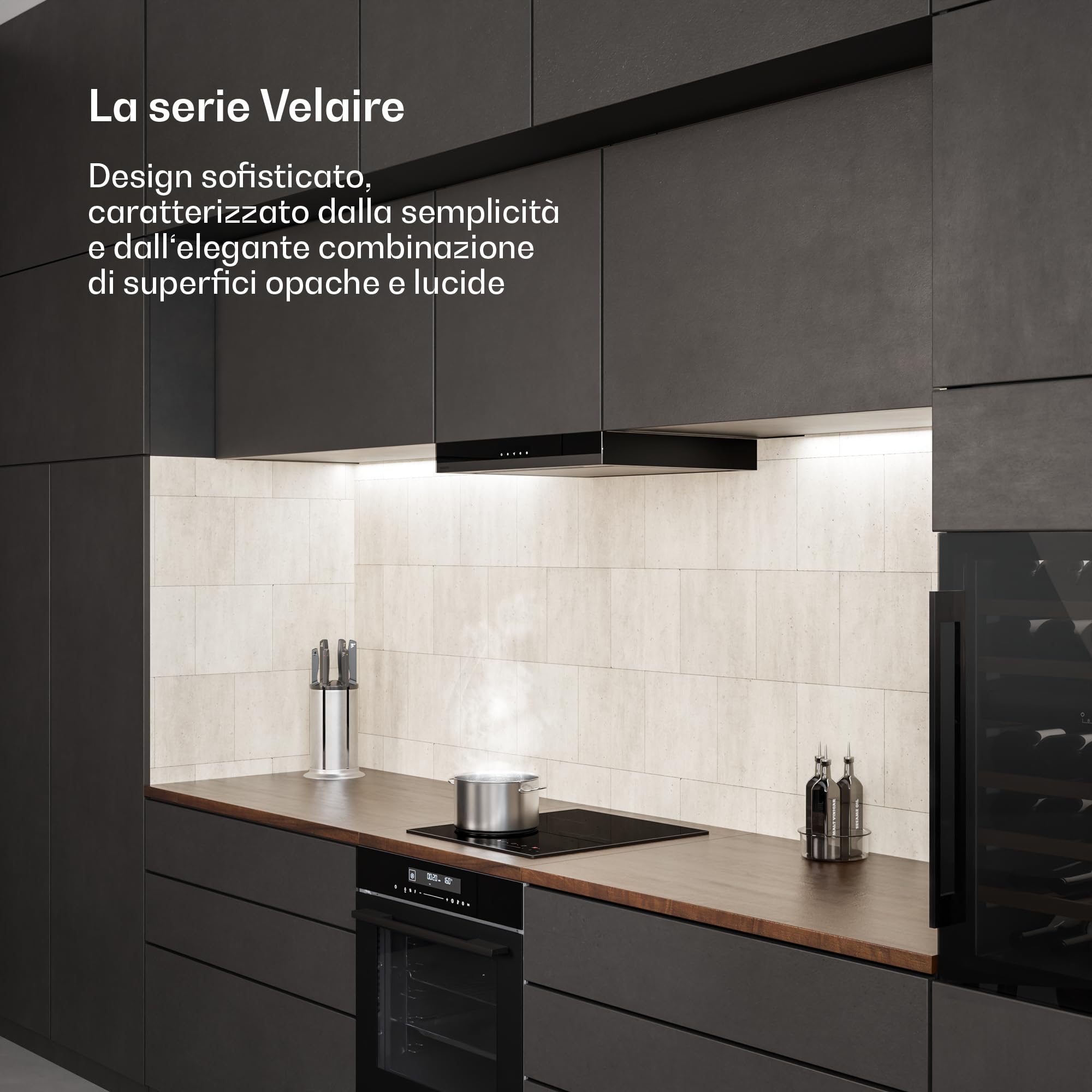 Klarstein Velaire Piano Induzione 45cm - 3 Zone, 5500W, Cursore Touch, Timer, Blocco Bambini, Calore Residuo, Vetro Nero, Piastra Induzione Compatta per Cucina Moderna