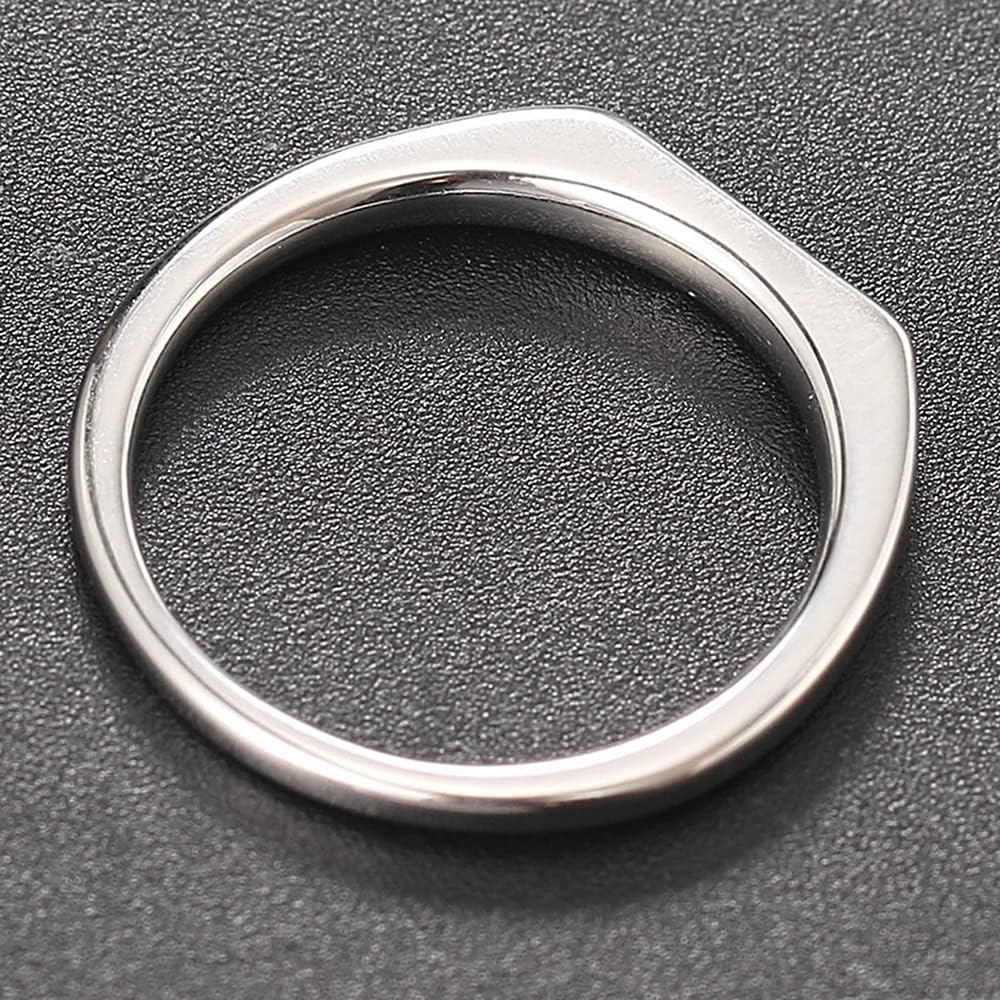 Jude Jewelers Stainless Steel Hammered Floral Narrow Signet Stacking Style Promise Statement Anniversary Ring - Image 3