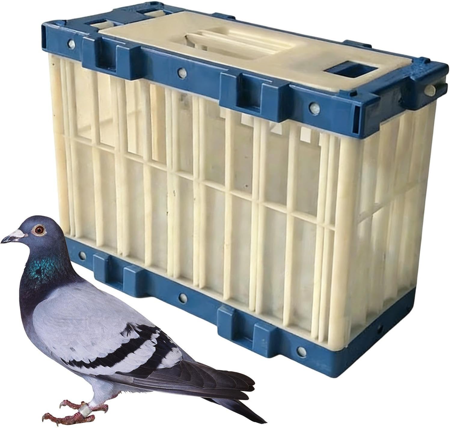 Portable Pigeon Cage, Travel Bird Carrier, Medium Size Ventilated Design, Lightweight Metal Mesh Construction, Lockable Aviary Transport Box, Parakeet Parrot Carrier for Outdoor Training Competition
