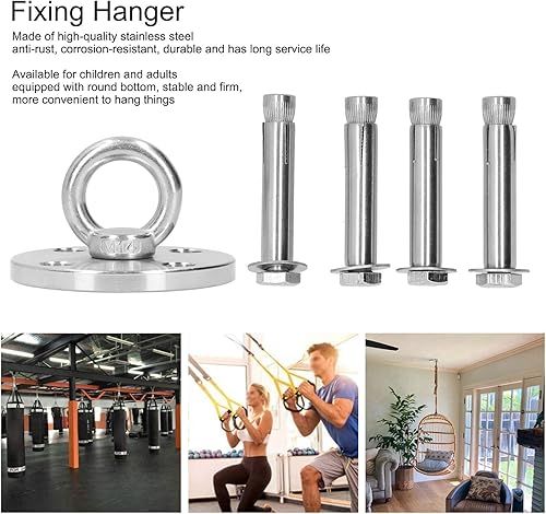 Miniatura 6 de Colgadores de columpio resistentes, gancho colgante de hamaca de capacidad de 1100 libras, juego de ganchos de fijación de columpio de acero