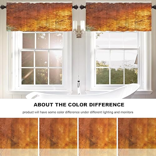 Miniatura 7 de Cenefas de cocina con textura artística de bronce para ventanas, textura de hoja de cobre, mármol naranja, cenefas cortinas opacas de poliéster