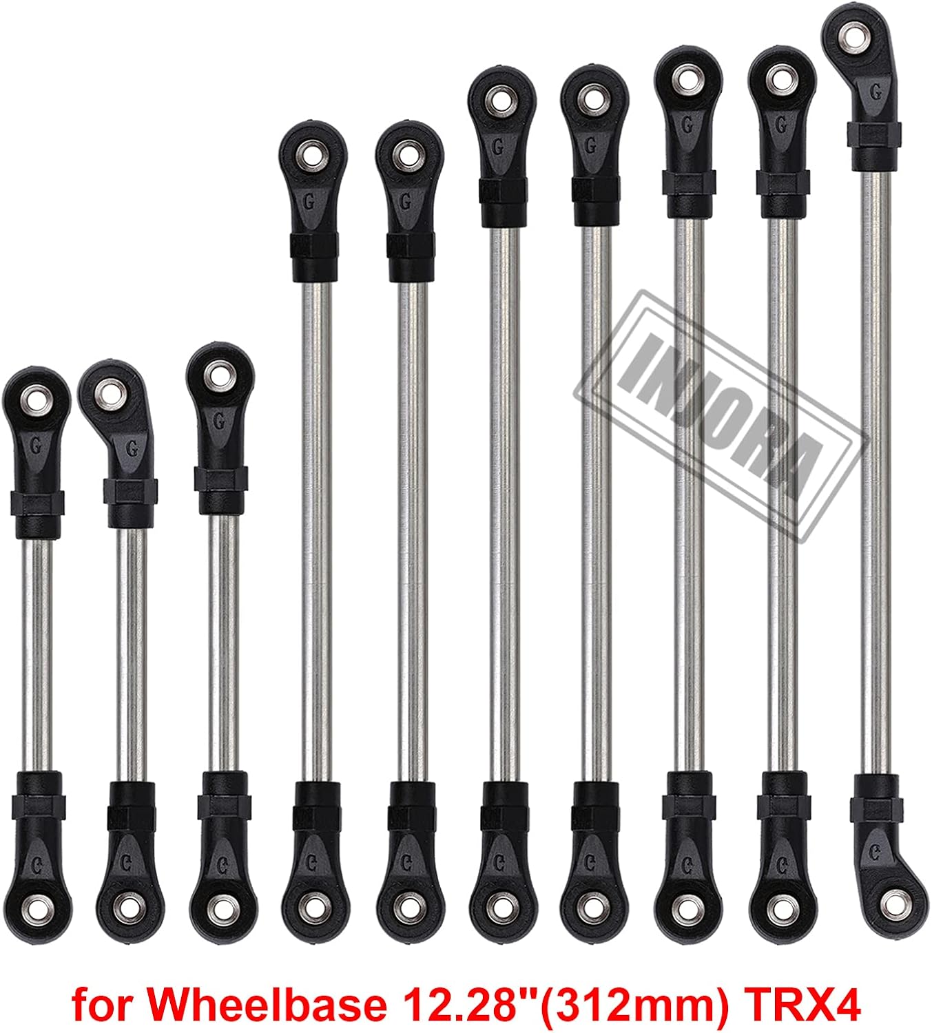 INJORA Stainless Steel Link Rod Linkage Plastic Rod End Set 312mm Wheelbase for 1/10 TRX4 RC Crawler Car : Toys & Games