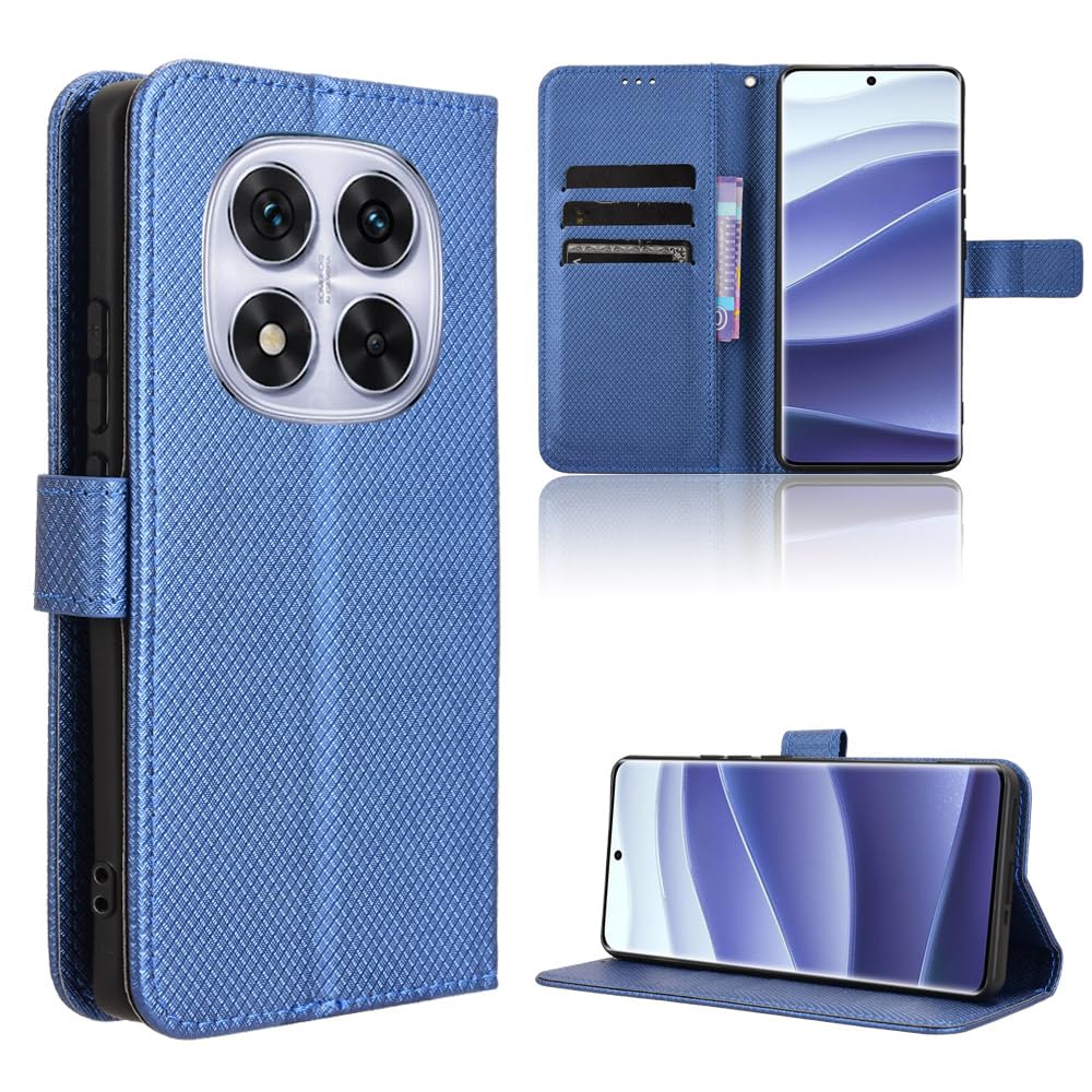 Jiajihua Cover Compatible with Xiaomi Redmi Note 14 Pro 4G 24116RACCGer Flip Kickstand Wallet Card Slot Magnetic Closure Blue
