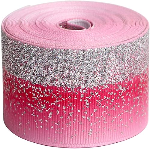 Tvoip Cinta de grogrén de poliéster arcoíris con purpurina de teñido anudado, cintas de grogrén de 1-12 pulgadas x 10 yardas para lazos para el