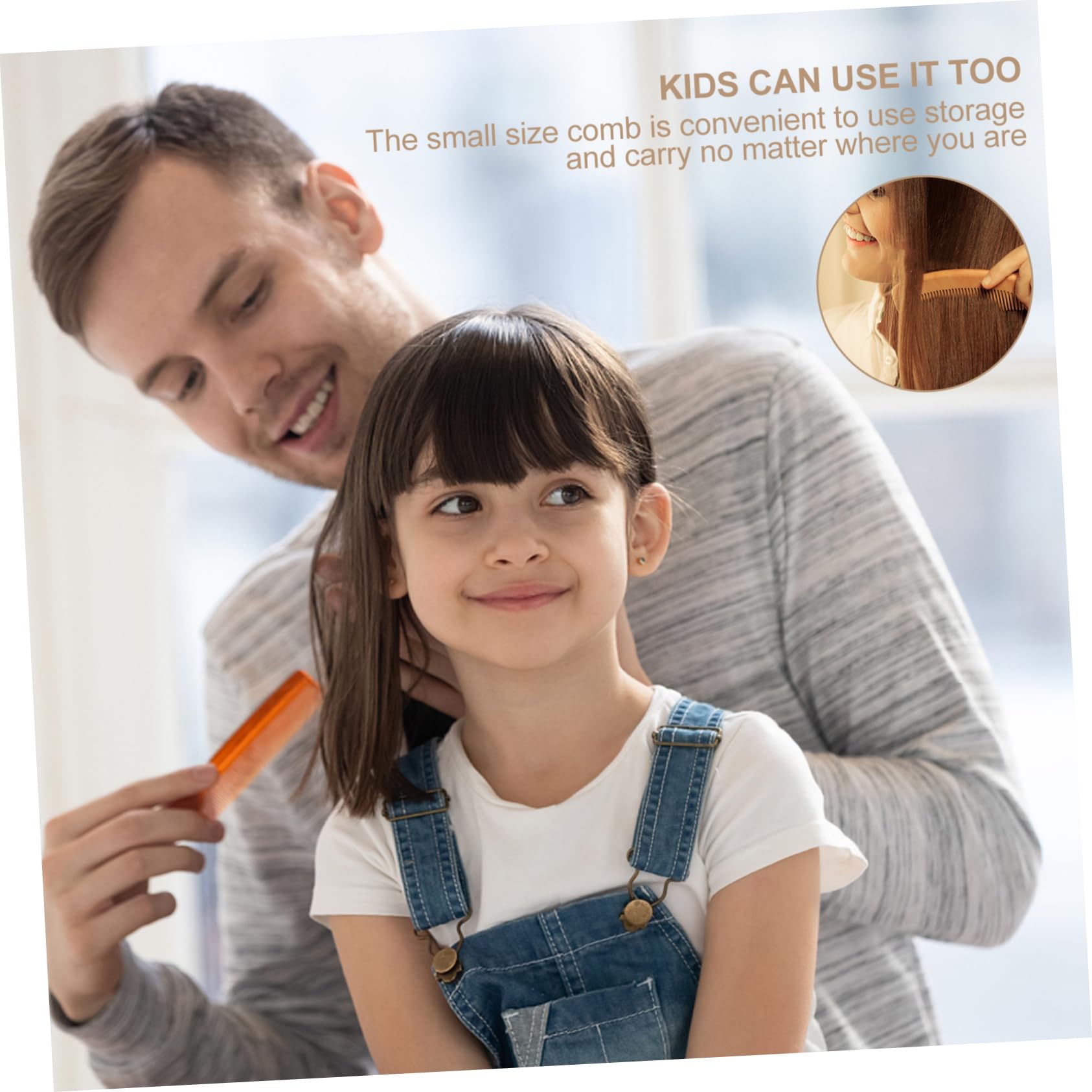 2piezas Peines Para Peinar El Cabello De Sándalo Diseño De Dientes Anchos Mango Puntiagudo Portátil
