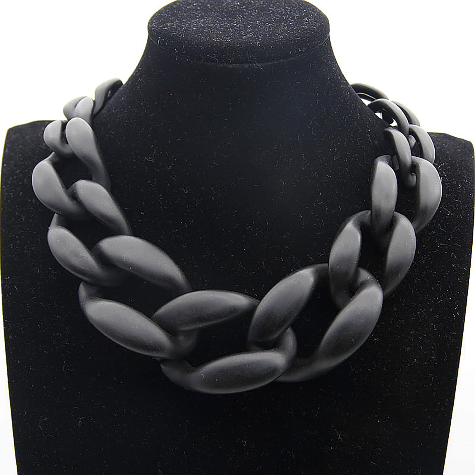 ESNY Girocollo a Catena in Acrilico Grosso Esagerato, Collana con Dichiarazione a Maglia Opaca in Resina, Gioielli di Moda con Colletto a Catena Clavicola Fatto a Mano Black