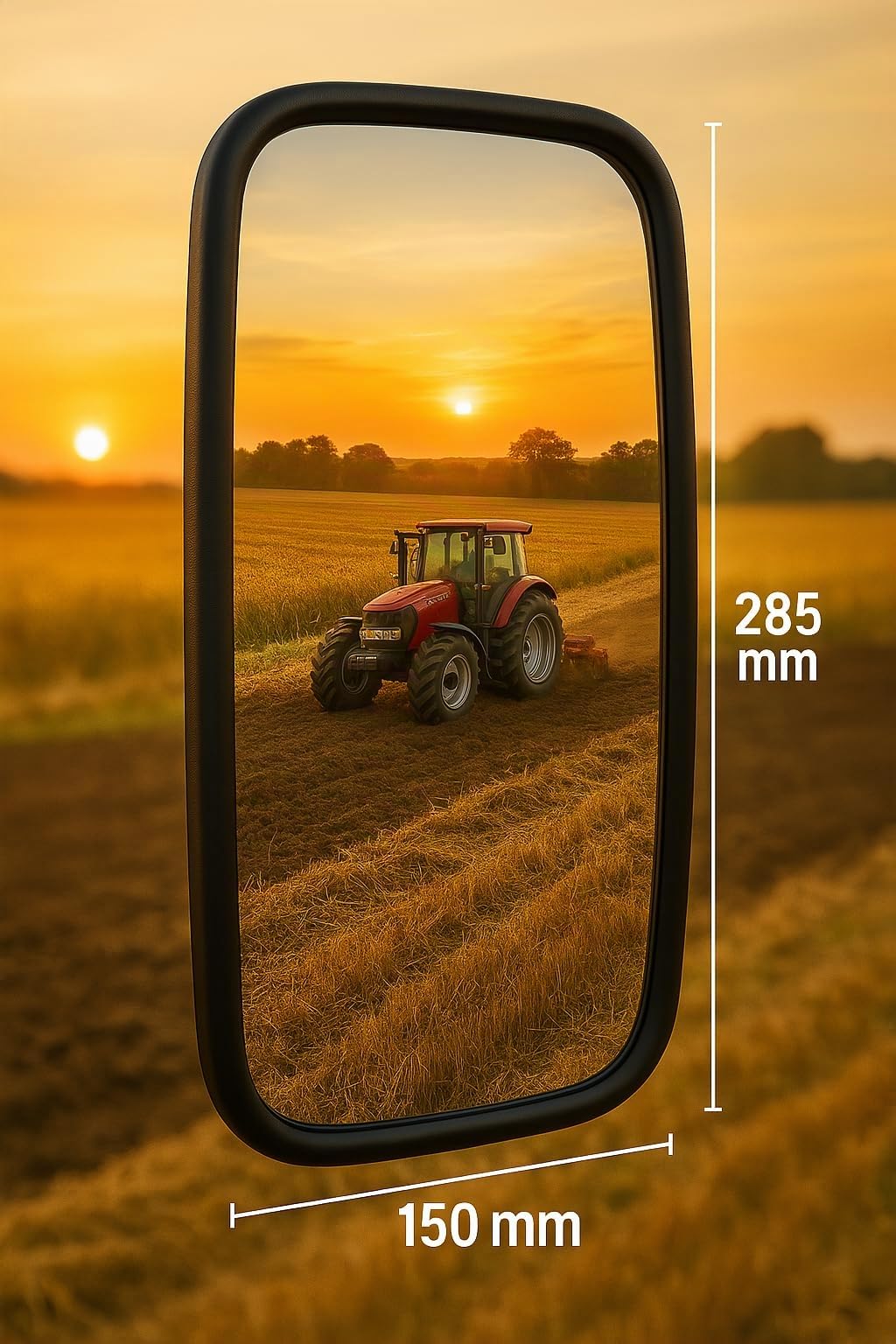 Espejo retrovisor exterior para tractor excavadora 285 x 150 mm con soporte para espejo