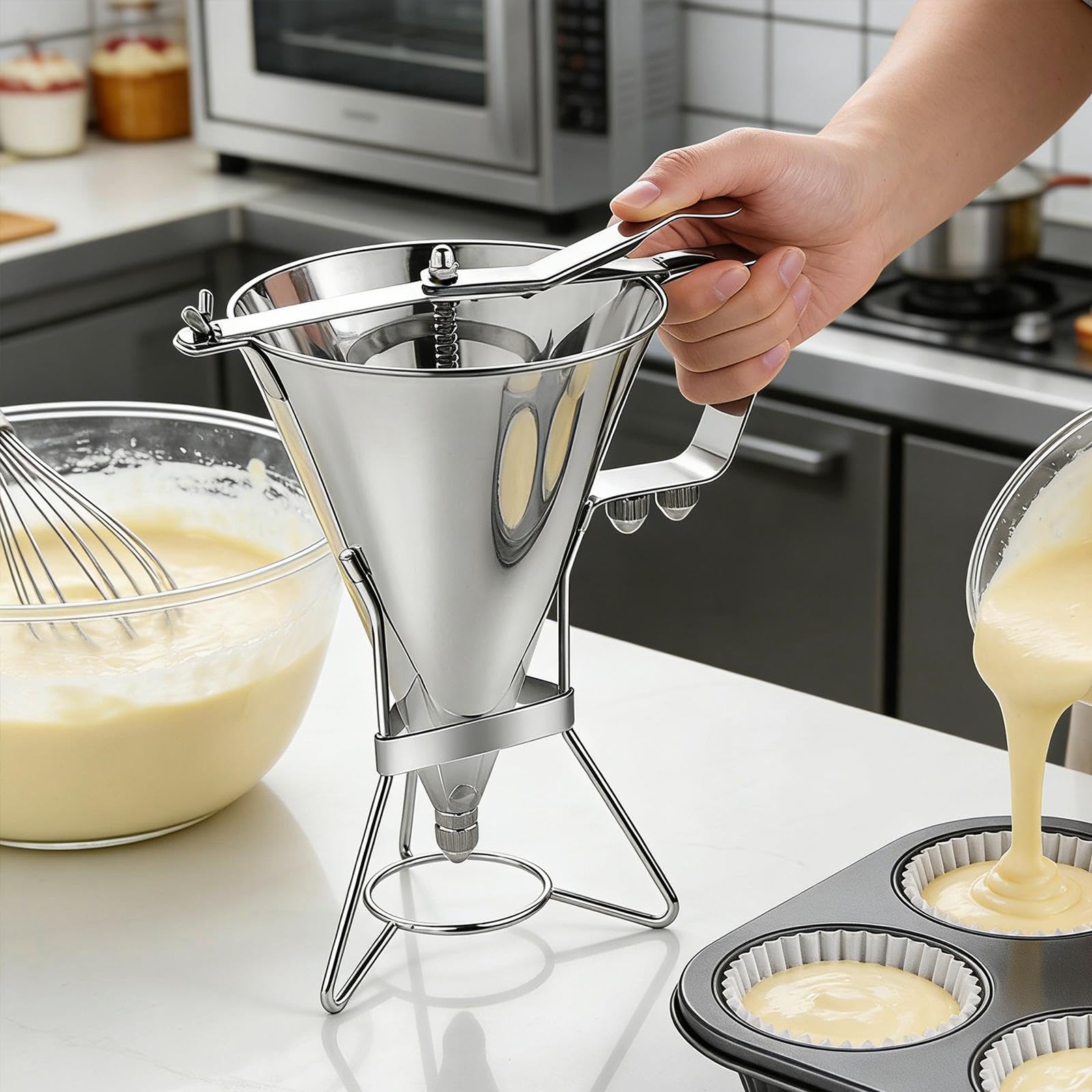 Dispensador de para Panqueques, Embudo para Repostería para Preparar Muffins Y Salsas.