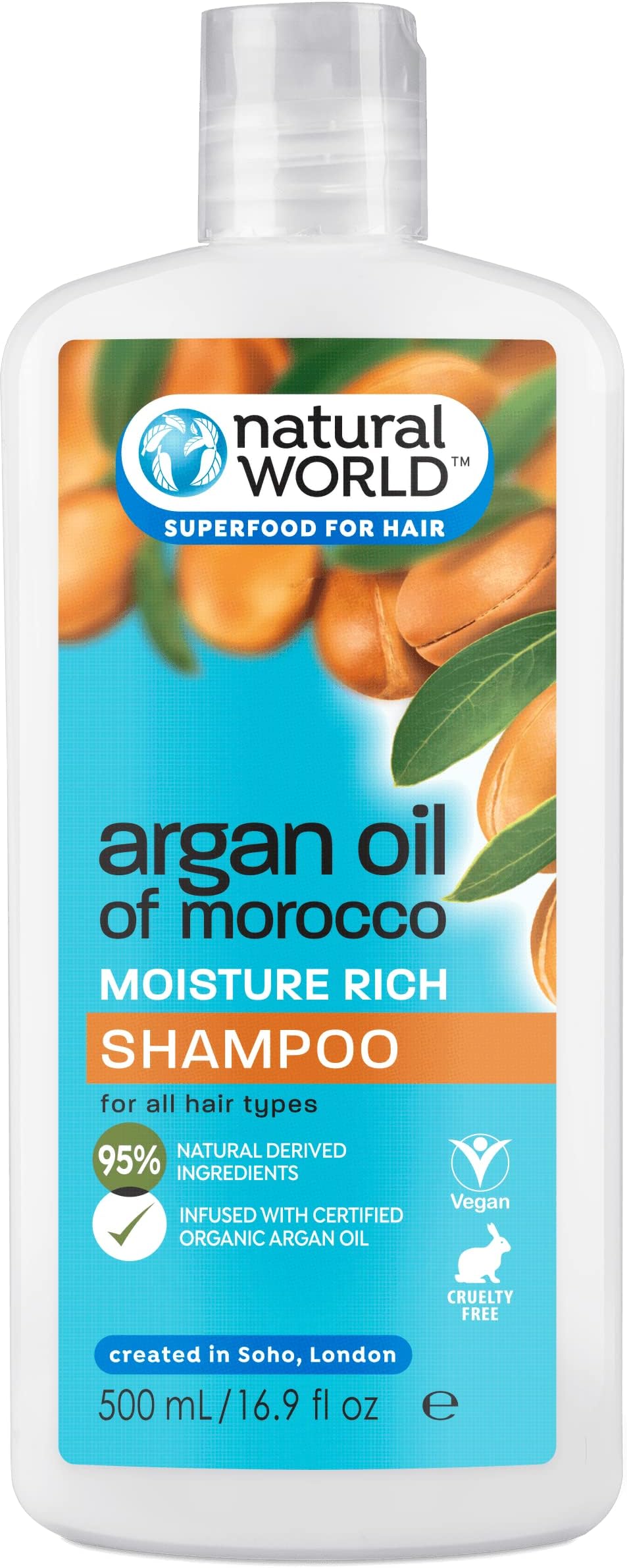 Natural World Argan Oil Of Morocco Moisture Rich Shampoo, 500 ml