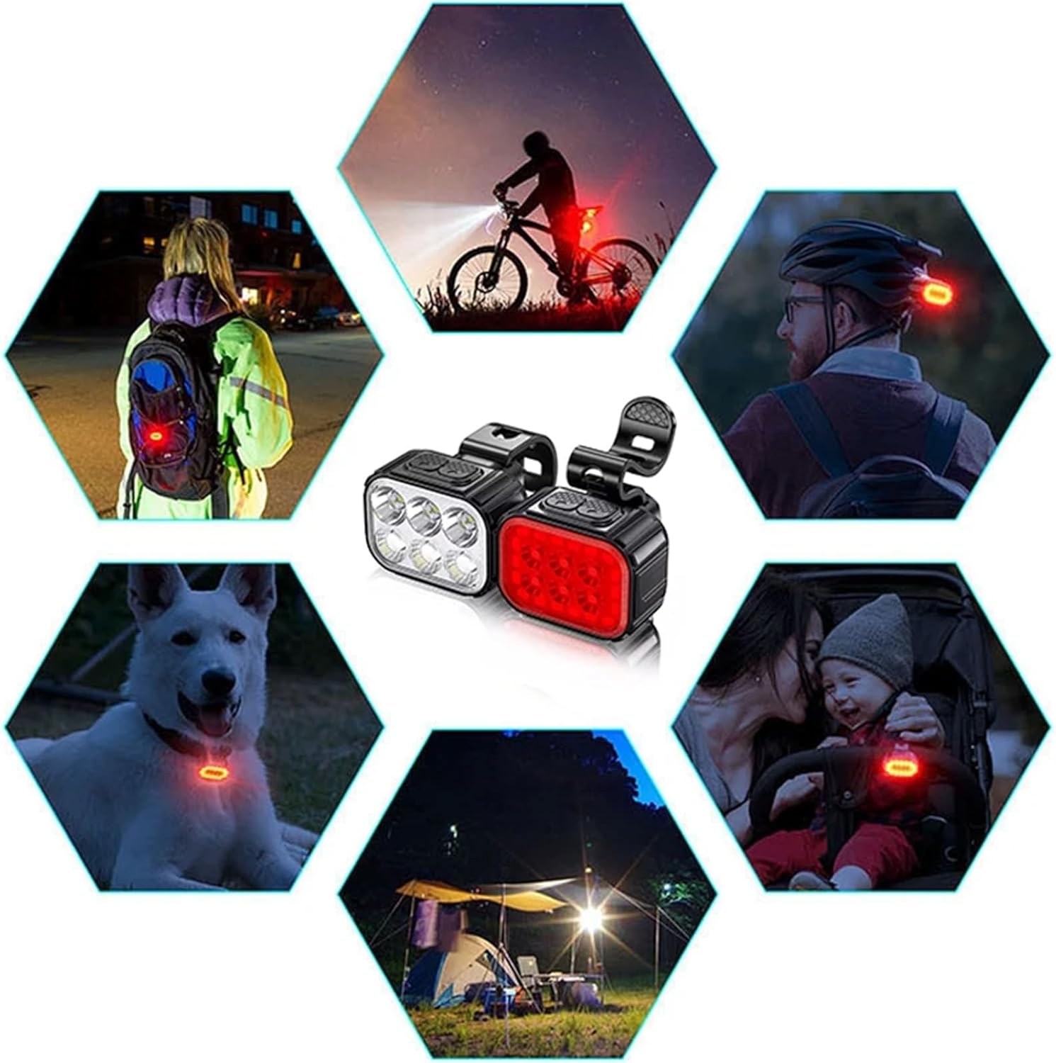 Bike Light Set Bike Light Set USB Charging Mountain Helmet Road Bike Headlight Taillight Set Bicycle Light