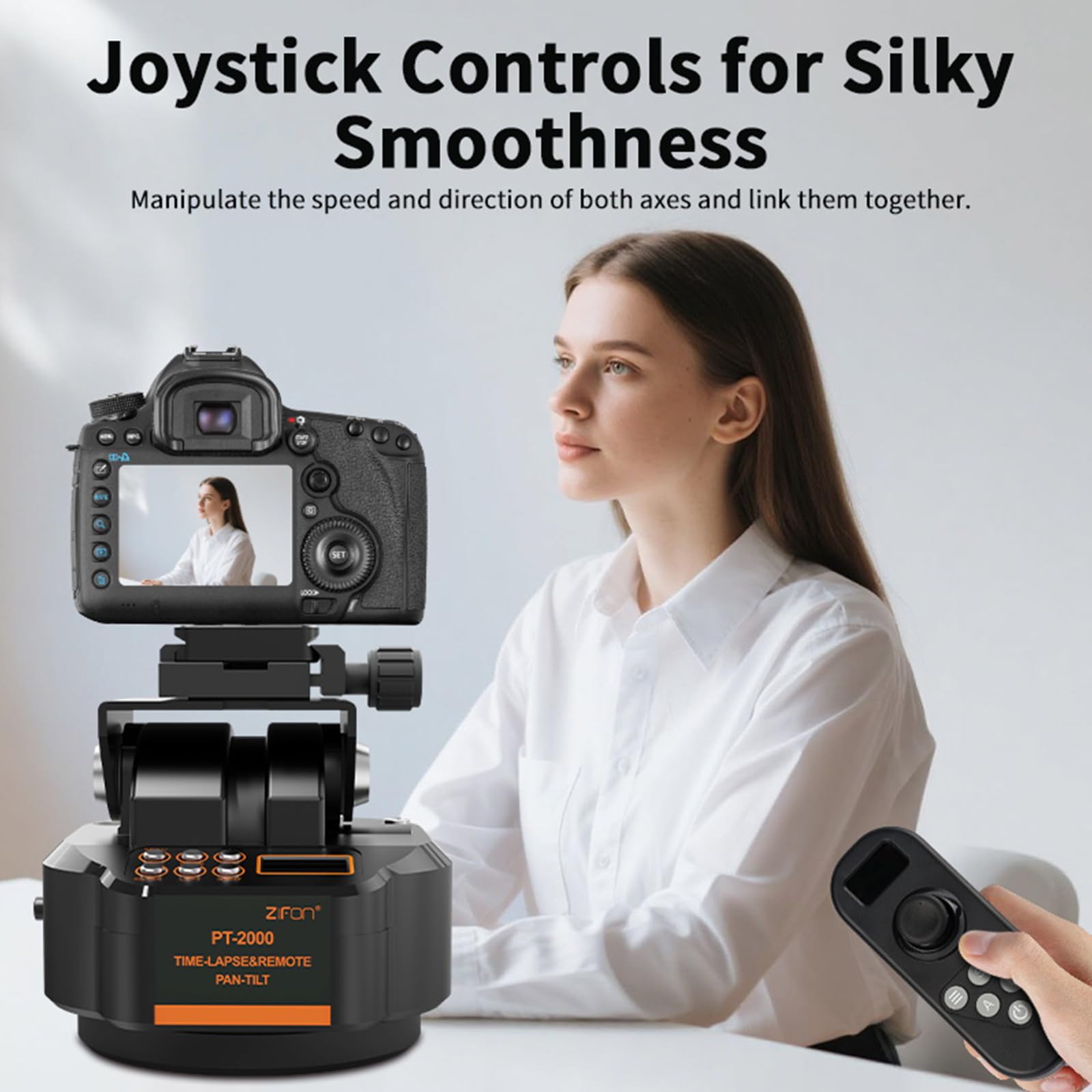 ZTFON PT2000 Motorized Pan Tilt Head With Remote – 360° Rotation For Time-Lapse & Live Streaming (Holds 2.2kg)