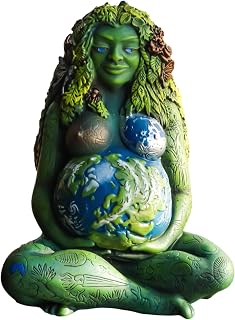 Ebros Gift Millennial Gaia Green Earth Mother Nature Goddess Te Fiti Statue by Oberon Zell in Vivid Colors Home and Garden Decorative Figurine (Small 7" Tall)